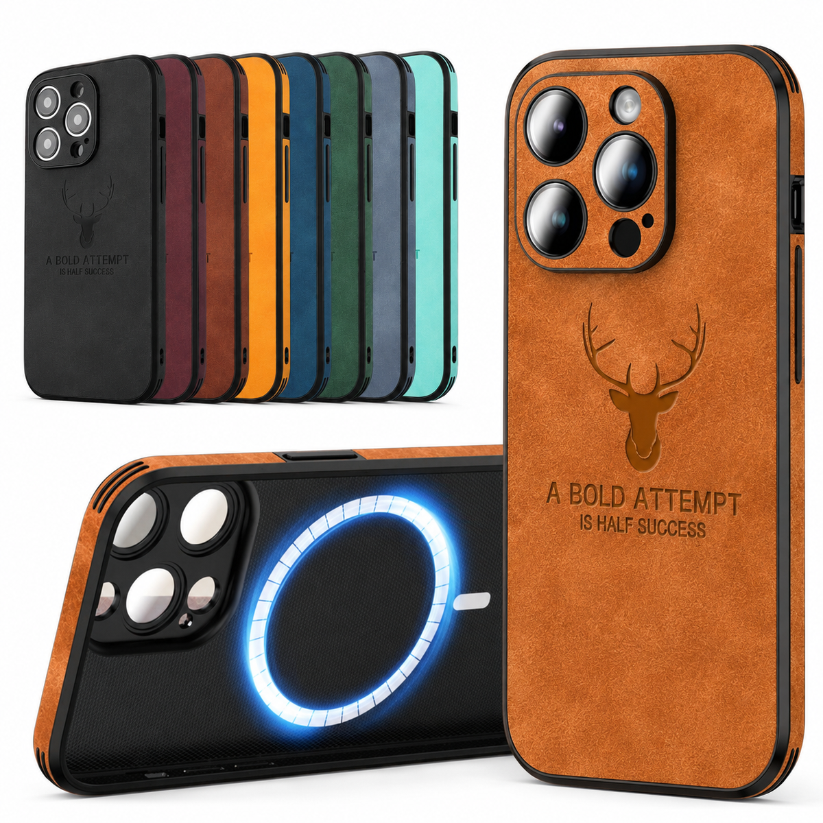 Premium iPhone Case MagSafe Compatible Vintage Leather Cover Magnetic Shockproof Protective Camera Lens Guard Slim Full Coverage Classic Design