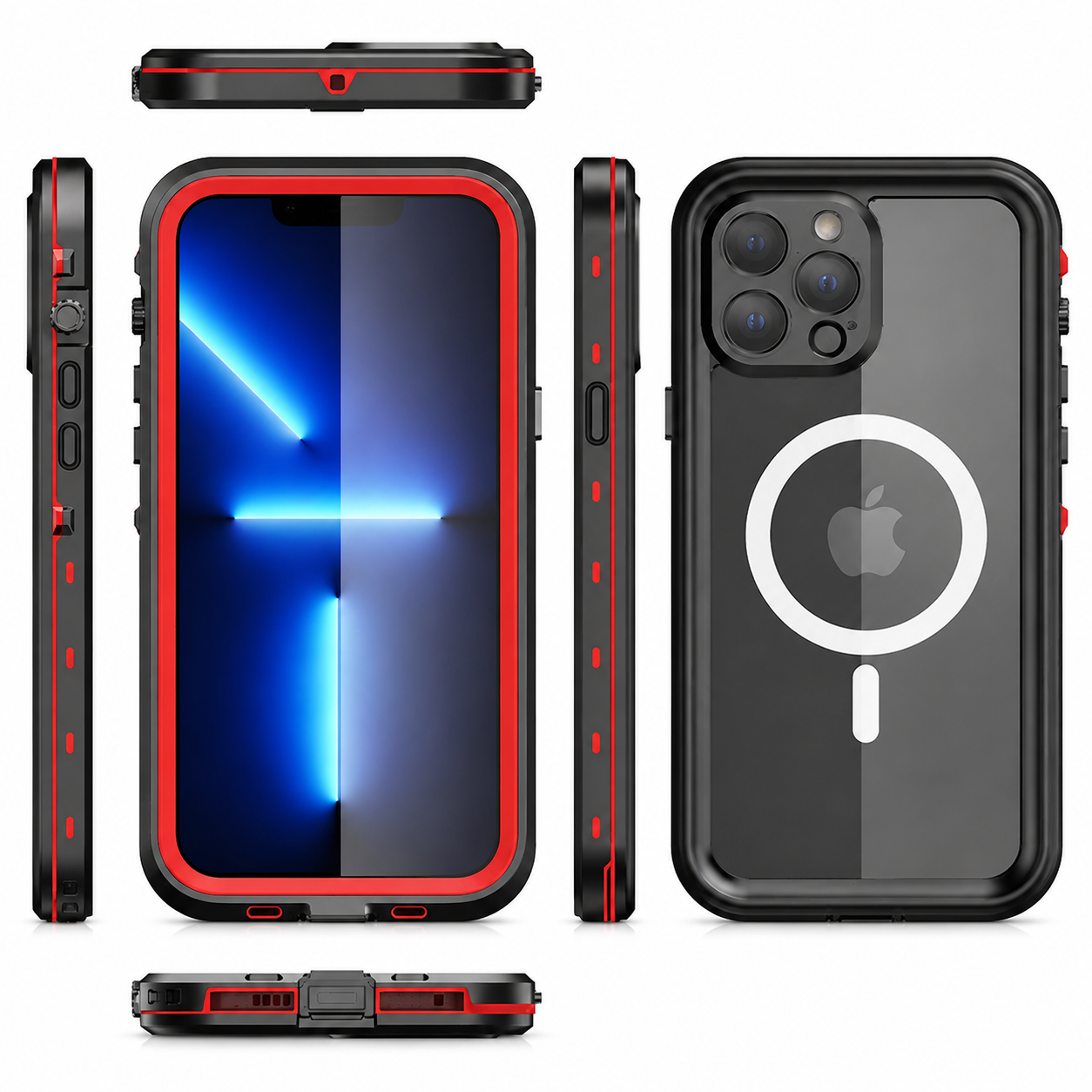 Premium iPhone Case MagSafe Compatible Waterproof IP68 Full Body Cover Sealed Magnetic Shockproof Protective Transparent Camera Lens Guard Design