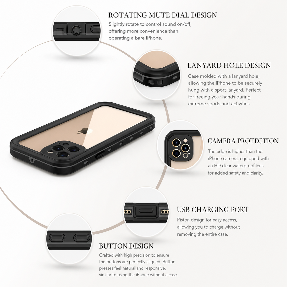 Premium iPhone Case MagSafe Compatible Waterproof IP68 Full Body Cover Sealed Magnetic Shockproof Protective Transparent Camera Lens Guard Design