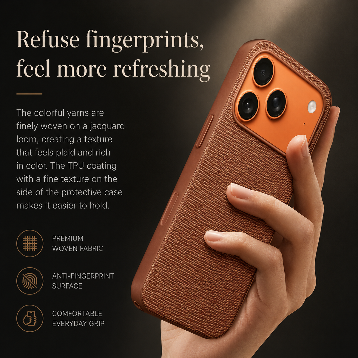 Premium iPhone Case MagSafe Compatible Woven Fabric Protective Cover Strong Magnetic Wireless Charging Anti Fingerprint Non Slip Waterproof Design