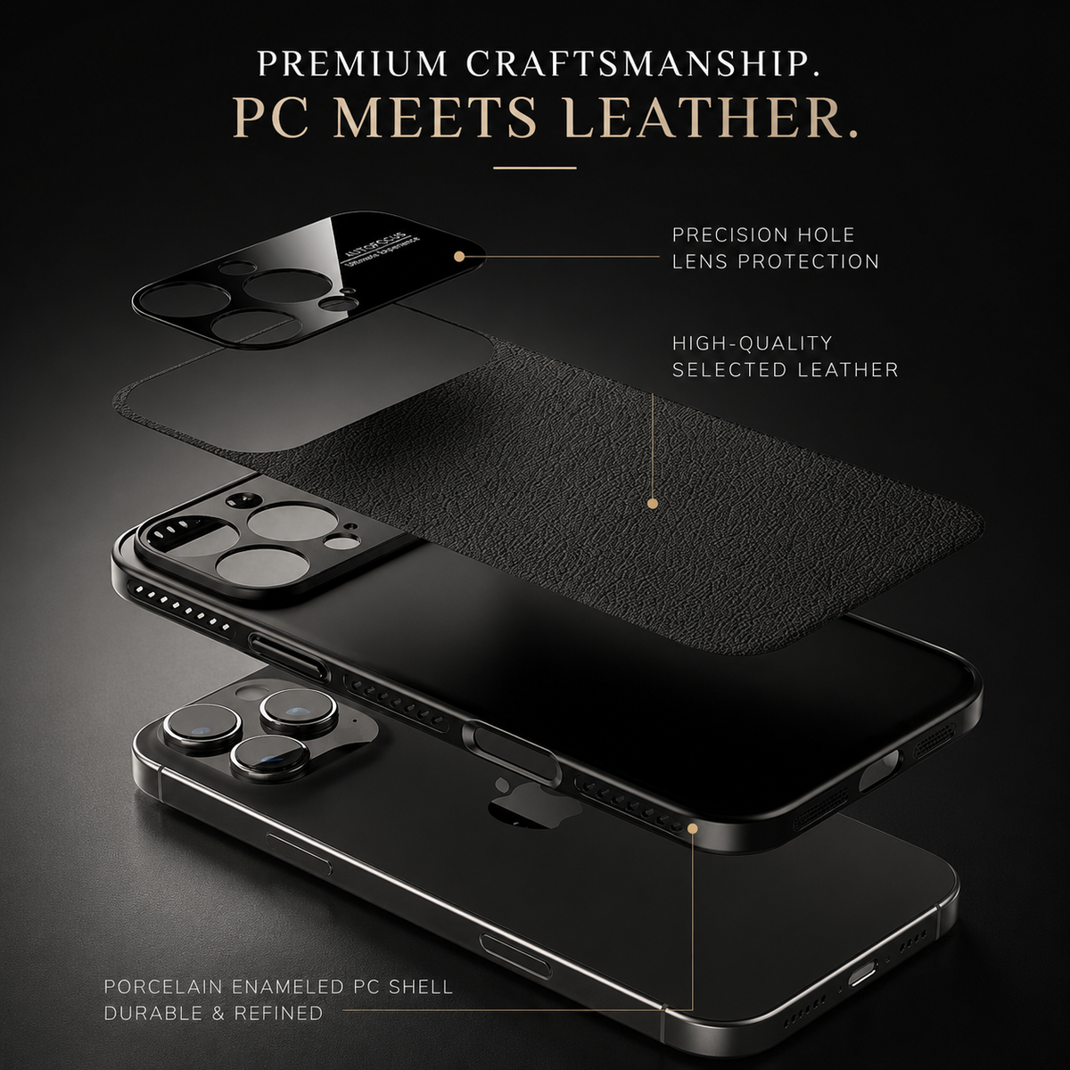 Premium iPhone Case MagSafe Magnetic Leather Border Cover Shockproof Heat Dissipation Camera Protection Anti Fingerprint Slim Full Coverage Design