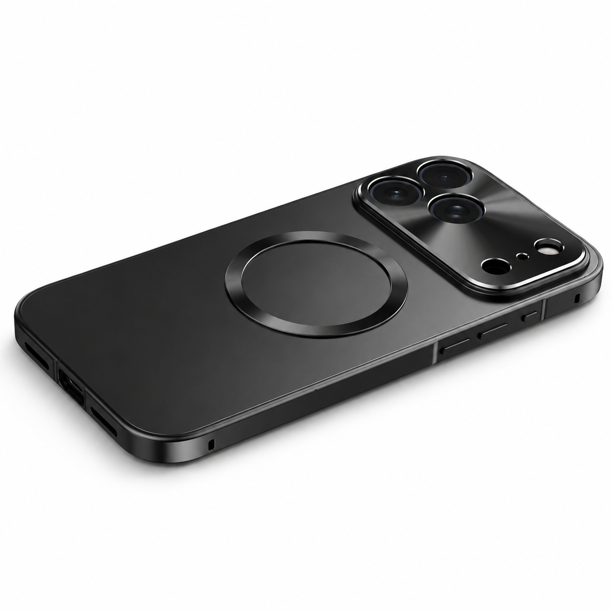 Premium iPhone Case Magnetic Aluminum Frame Frosted PC Back Ultra Thin Cover Shockproof Protective Matte Anti Scratch Magnetic Alignment Slim Design