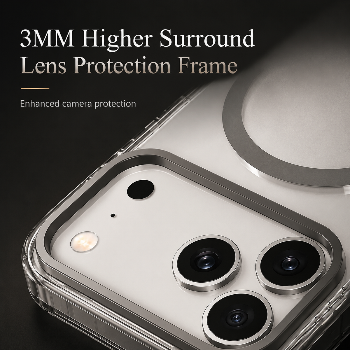 Premium iPhone Case Magnetic Clear Cover MagSafe Compatible Wireless Charging Luxury Striped Border Shock Absorbing Slim TPU Full Coverage Protective Design
