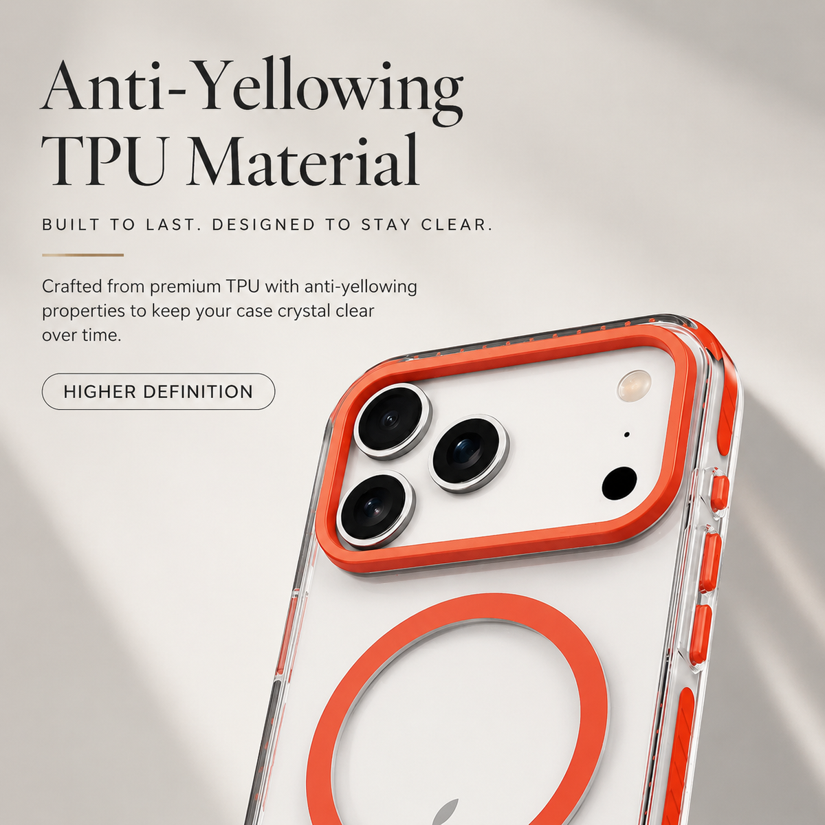 Premium iPhone Case Magnetic Clear Cover MagSafe Compatible Wireless Charging Luxury Striped Border Shock Absorbing Slim TPU Full Coverage Protective Design