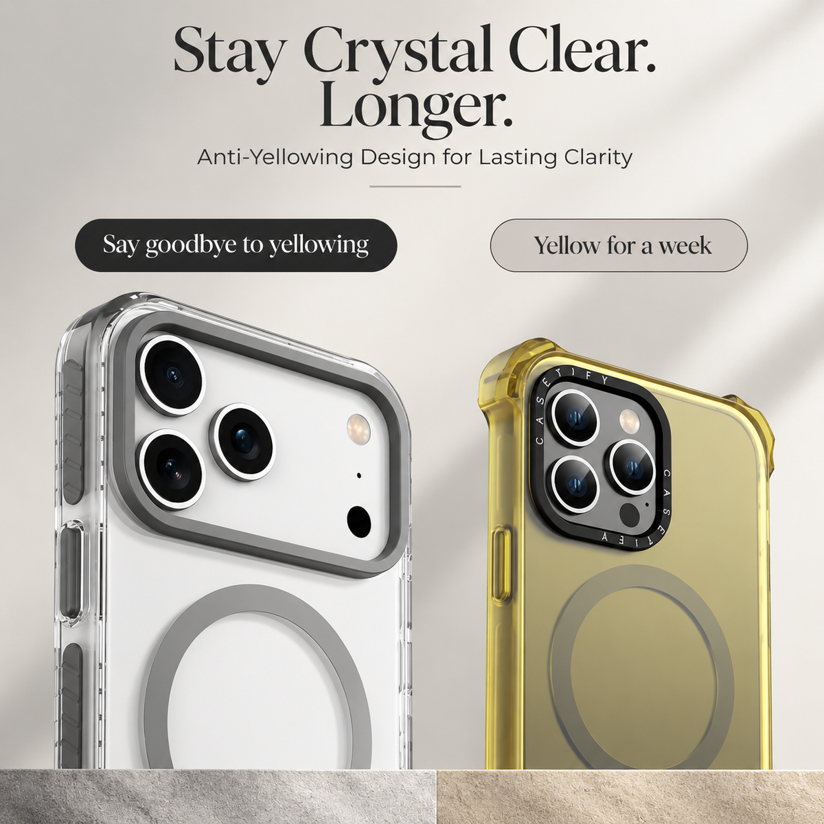 Premium iPhone Case Magnetic Clear Cover MagSafe Compatible Wireless Charging Luxury Striped Border Shock Absorbing Slim TPU Full Coverage Protective Design