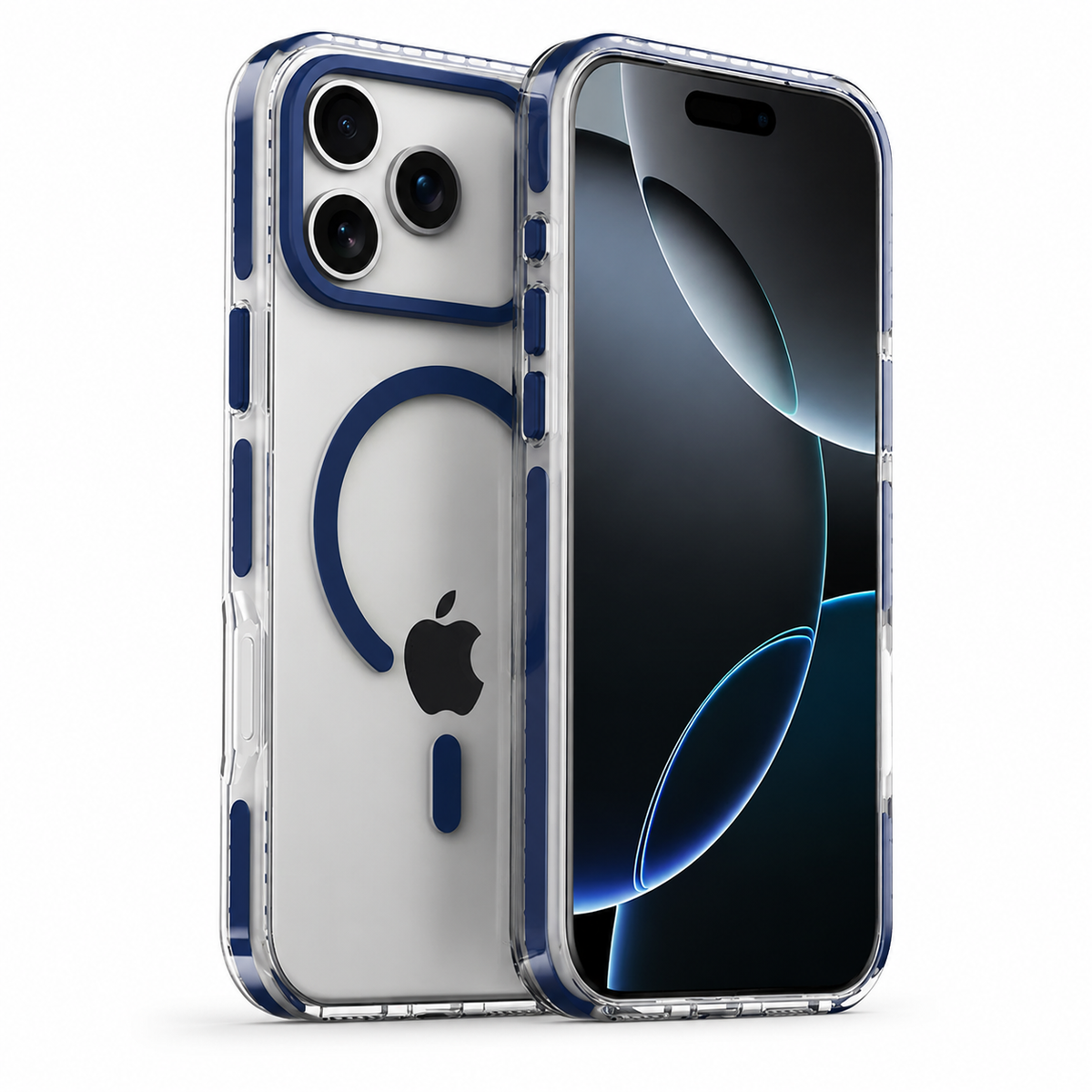 Premium iPhone Case Magnetic Clear Cover MagSafe Compatible Wireless Charging Luxury Striped Border Shock Absorbing Slim TPU Full Coverage Protective Design