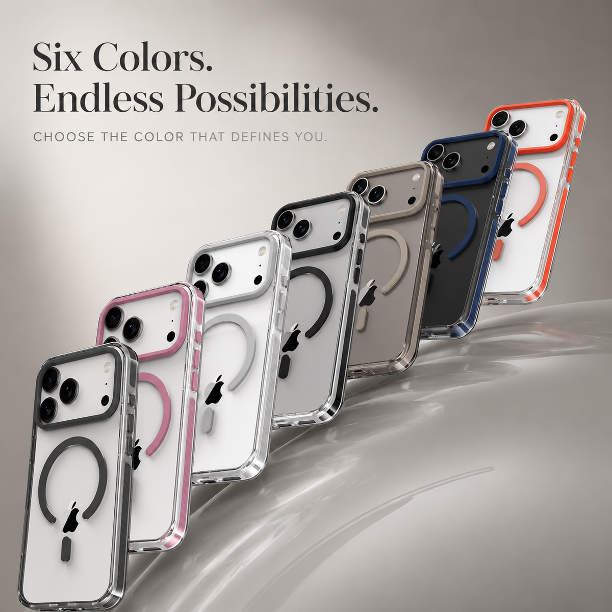 Premium iPhone Case Magnetic Clear Cover MagSafe Compatible Wireless Charging Luxury Striped Border Shock Absorbing Slim TPU Full Coverage Protective Design