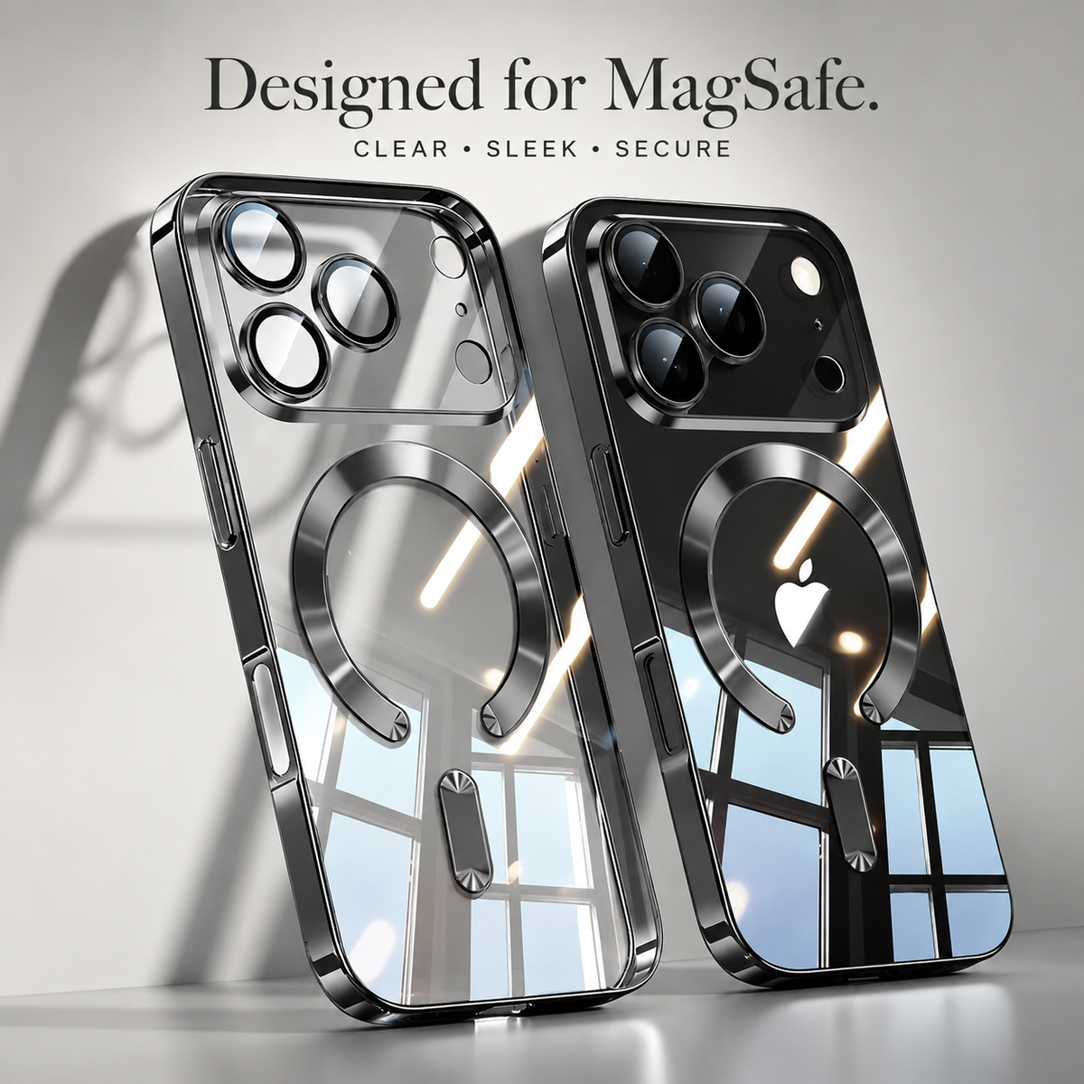 Premium iPhone Case Magnetic Clear Cover MagSafe Compatible Wireless Charging Soft TPU Shock Absorbing Transparent Plating Finish Slim Full Coverage Design