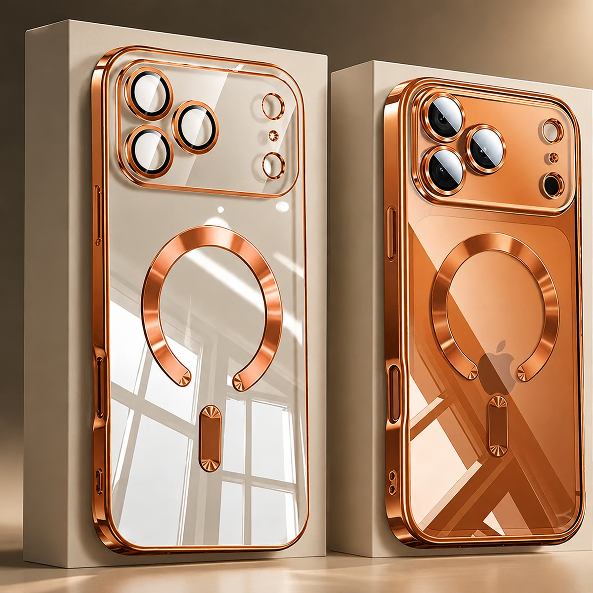 Premium iPhone Case Magnetic Clear Cover MagSafe Compatible Wireless Charging Soft TPU Shock Absorbing Transparent Plating Finish Slim Full Coverage Design