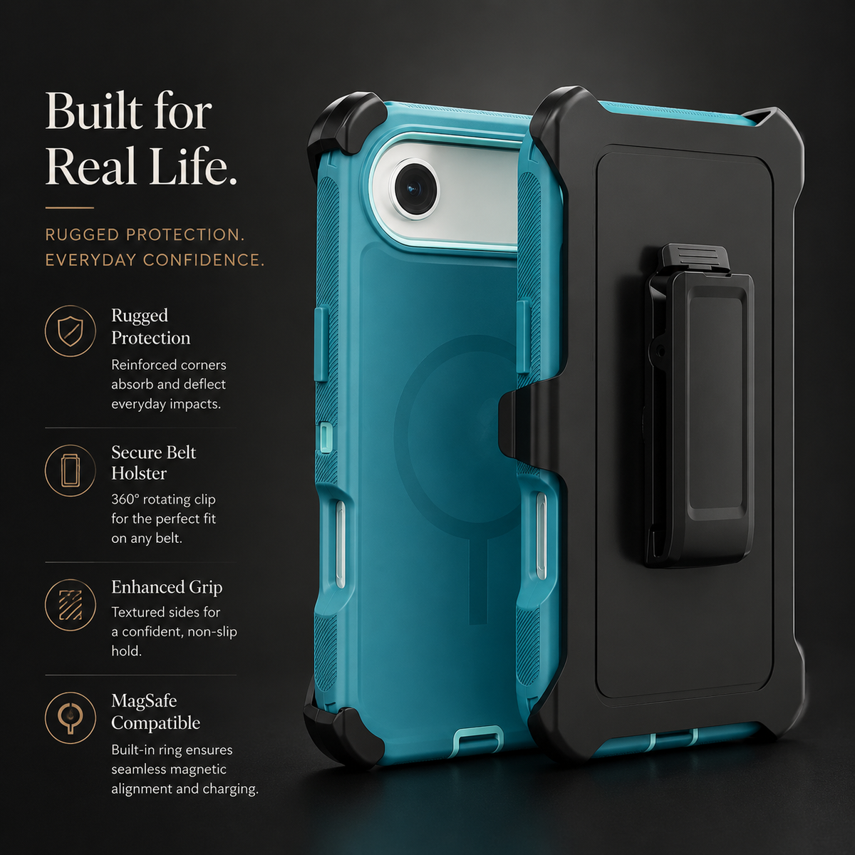 Premium iPhone Case Magnetic Defender Box Cover Shockproof Armor TPU PC Belt Clip Holder Full Port Protection Camera Protection Rugged Design