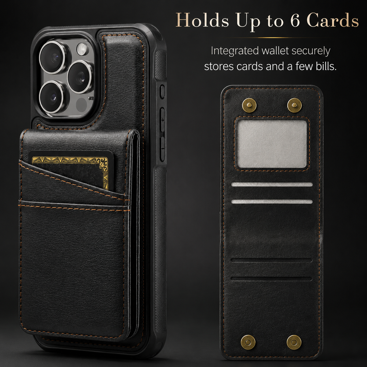 Premium iPhone Case Magnetic Detachable Wallet Flip Cover PU Leather Card Holder Cash Pocket Wrist Strap Shockproof Full Coverage Protective Design