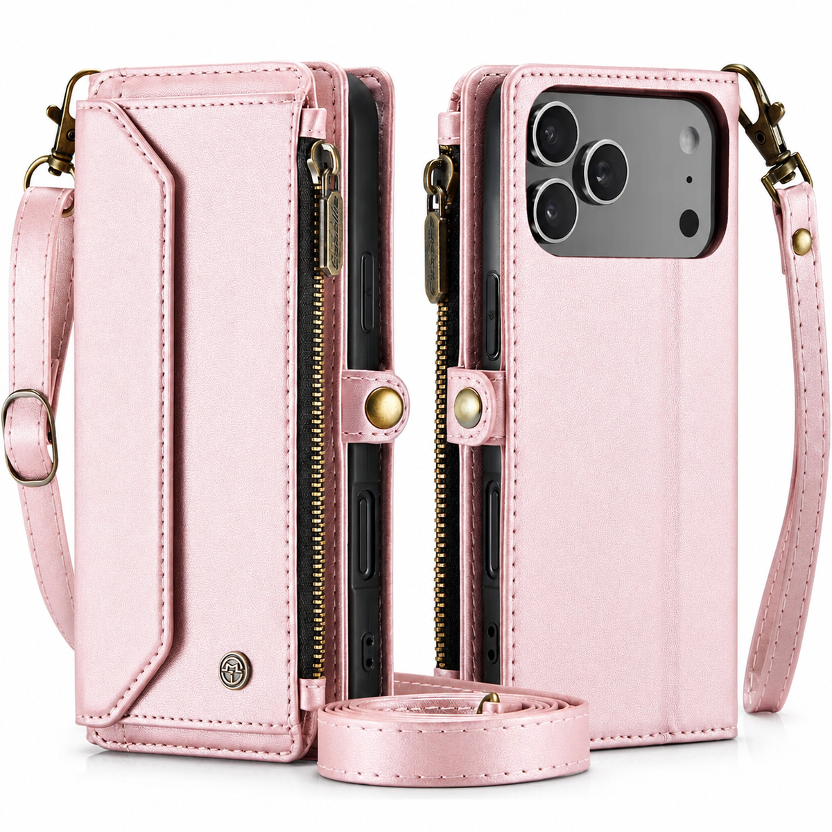 Premium iPhone Case Magnetic Flip Wallet PU Leather Cover RFID Blocking Card Holder Crossbody Strap Shockproof Full Coverage Slim Protective Design