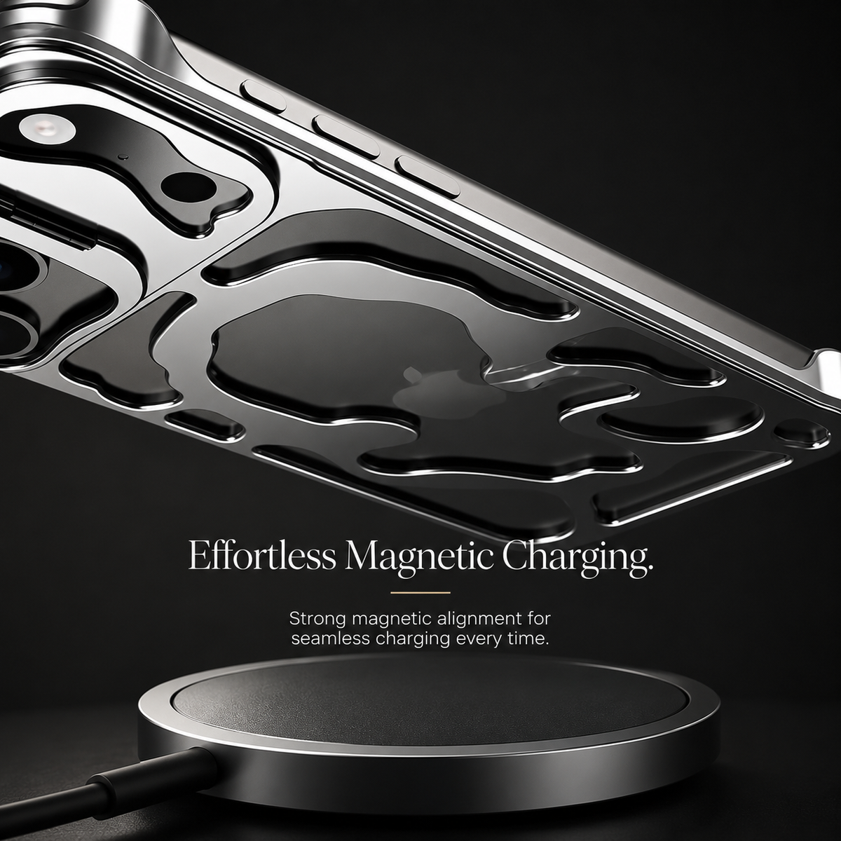 Premium iPhone Case Magnetic Hollow Metal Cover Built In Stand Breathable Heat Dissipation Slim Protective Shockproof Camera Protection Full Coverage