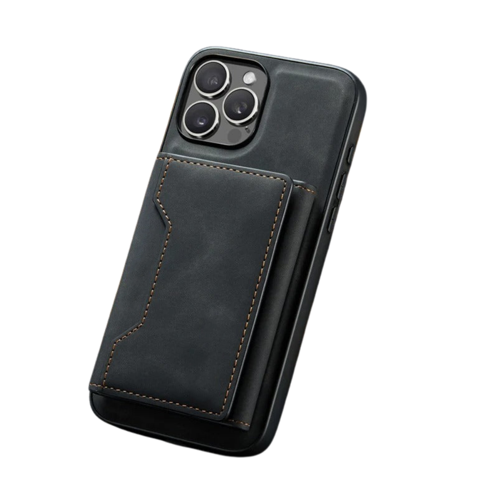 Premium iPhone Case Magnetic Leather Wallet Cover Card Holder Kickstand Money Slot Shockproof Protective Cover Anti Scratch Slim Half Wrapped
