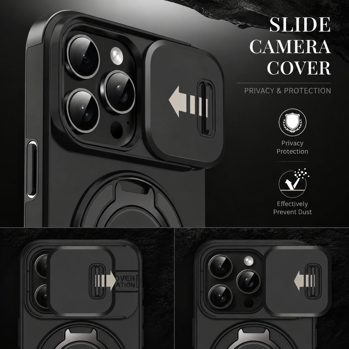 Premium iPhone Case Magnetic Rugged Armor Hard PC Cover Bracket Kickstand Shockproof Protective Anti Fingerprint Anti Scratch Full Coverage Design