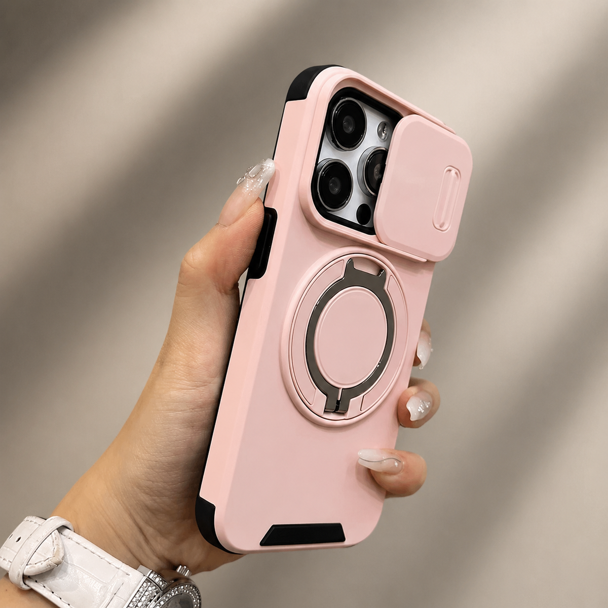 Premium iPhone Case Magnetic Rugged Armor Hard PC Cover Bracket Kickstand Shockproof Protective Anti Fingerprint Anti Scratch Full Coverage Design