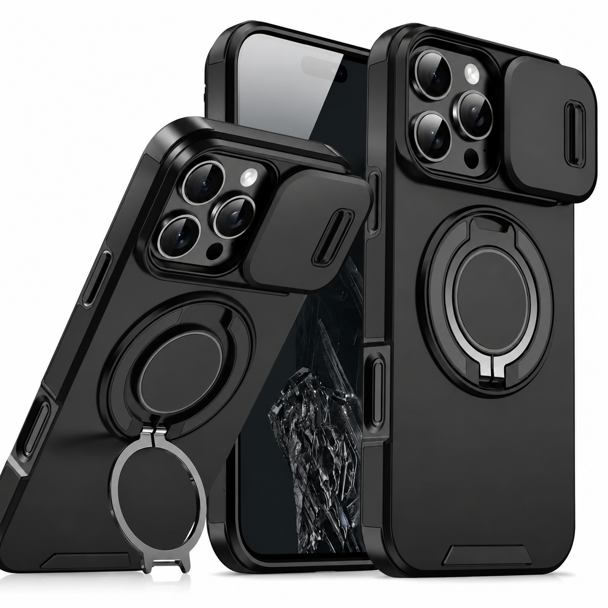 Premium iPhone Case Magnetic Rugged Armor Hard PC Cover Bracket Kickstand Shockproof Protective Anti Fingerprint Anti Scratch Full Coverage Design