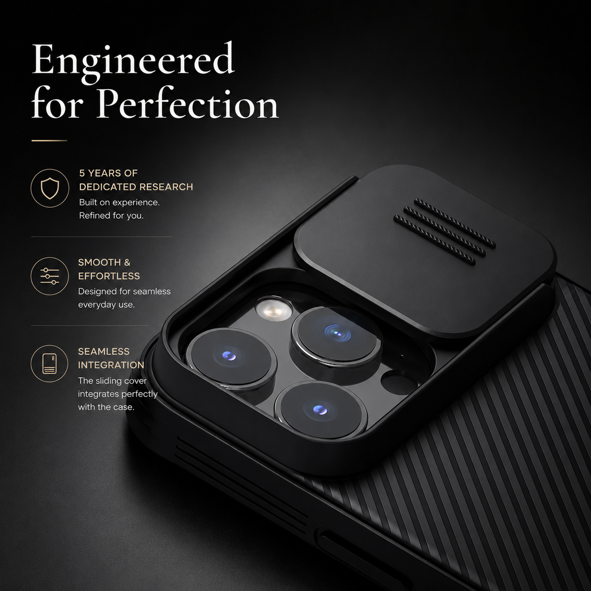 Premium iPhone Case Rugged CamShield Magnetic Protective Cover Sliding Camera Lens Protection Shockproof TPU PC Dual Layer Anti Scratch Full Edge Defense