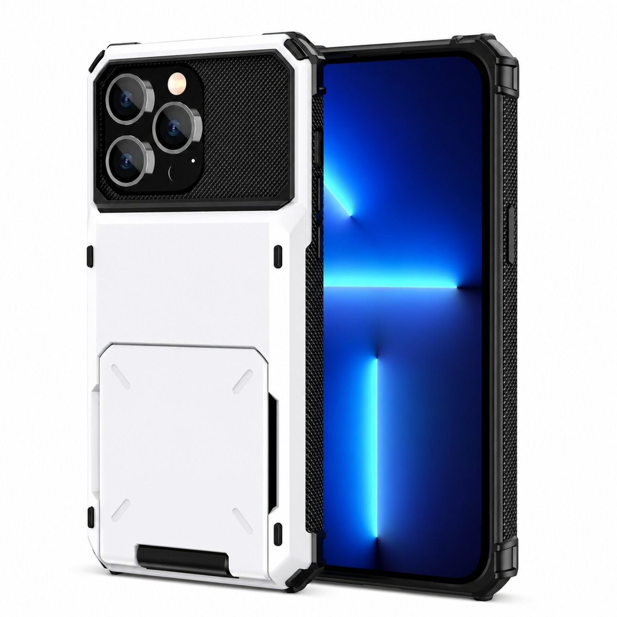 Premium iPhone Case Slide Wallet Card Holder Dual Layer PC Armor Cover Shockproof Protective Anti Fingerprint Non Slip Business Design