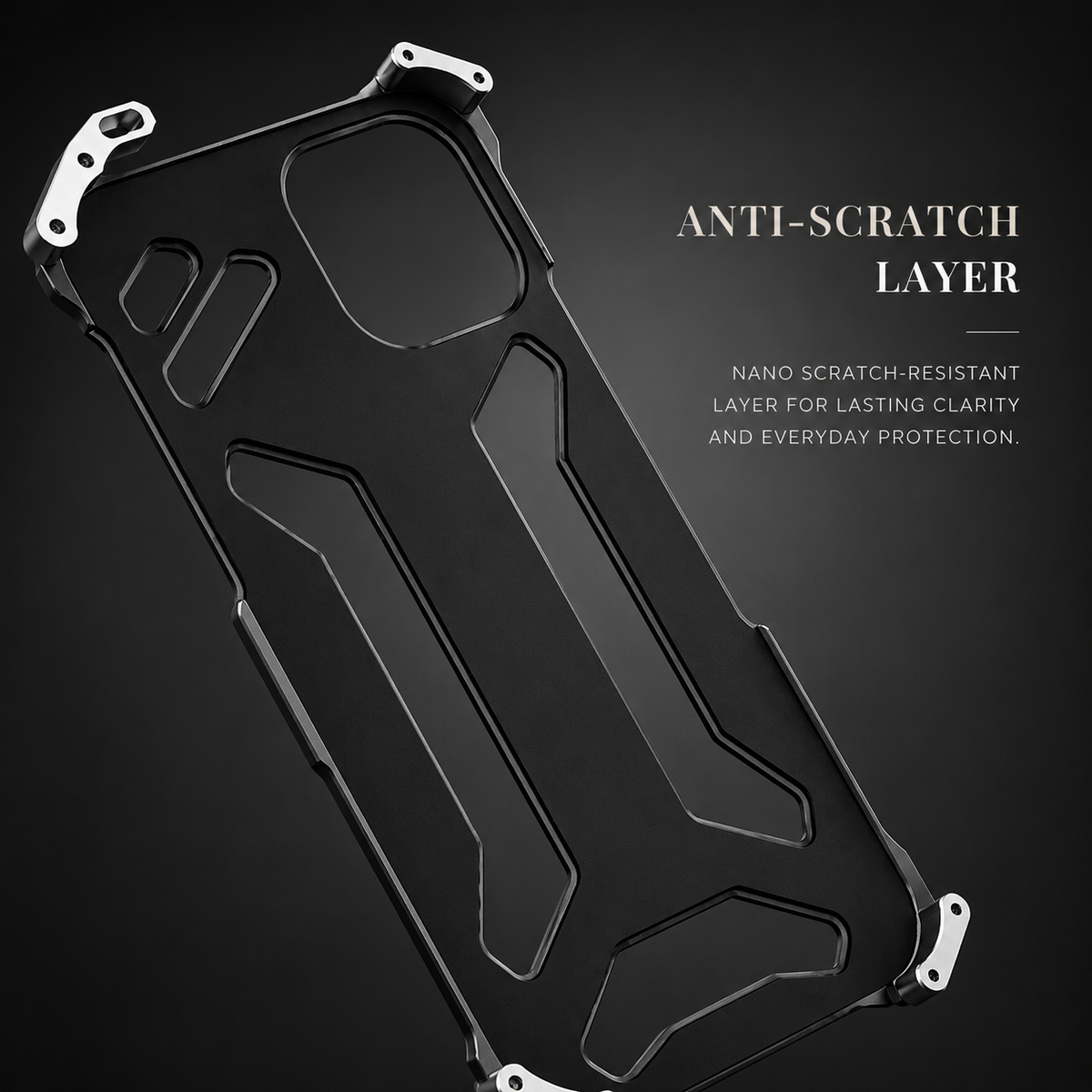 Premium iPhone Case Slim Aluminum Metal Shockproof Cover Hard Back Anti Fingerprint Non Slip Heavy Duty Full Coverage Scratch Resistant Protective Design