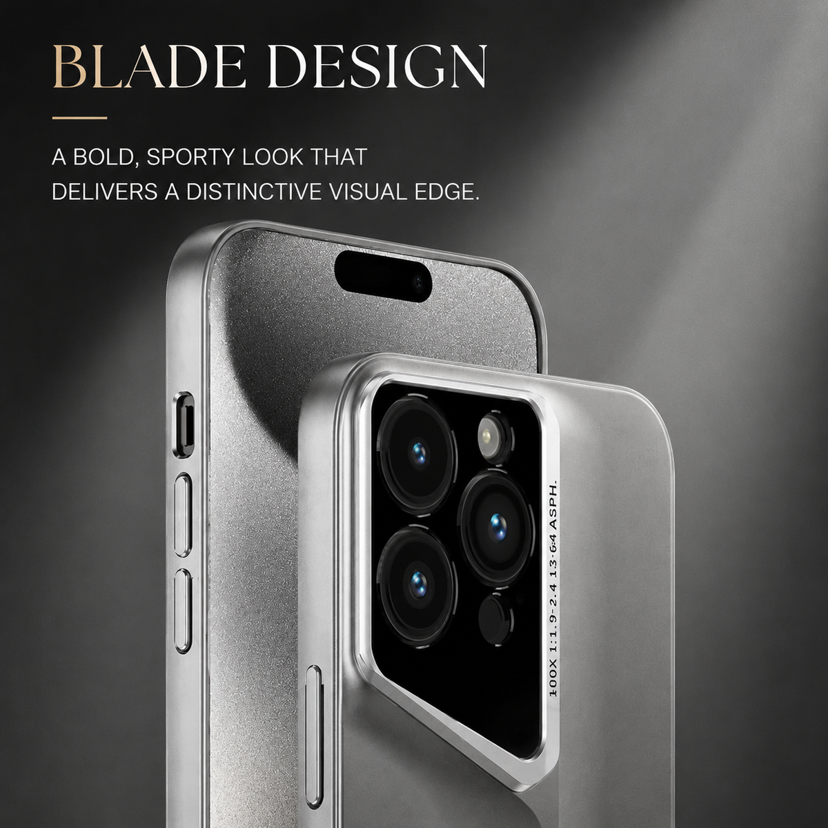 Premium iPhone Case Ultra Thin Titanium Finish Blade Style Shockproof Lens Protection Lightweight Half Wrapped Protective Cover Full Coverage Design