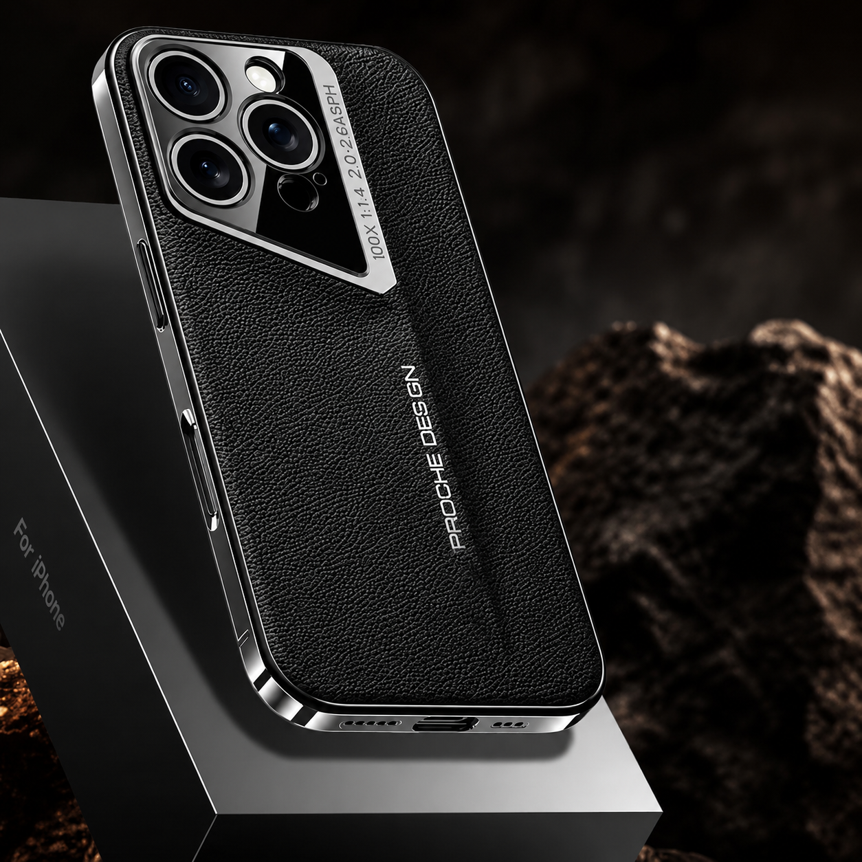 Premium iPhone Case Vegan Leather Hard Back Cover Camera Lens Protection Anti Fingerprint Anti Scratch Slim Lightweight Full Coverage Design