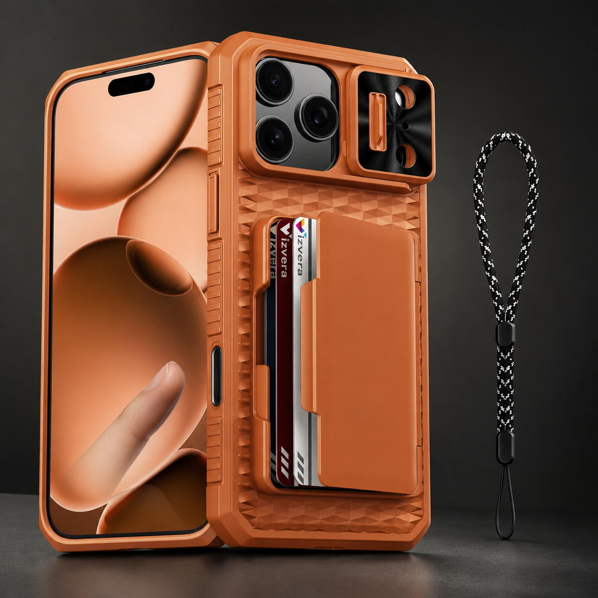 Premium iPhone Case Wallet Card Holder Sliding Camera Cover Stand MagSafe Compatible RFID Blocking Dual Layer Shockproof Heavy Duty Full Protection Design