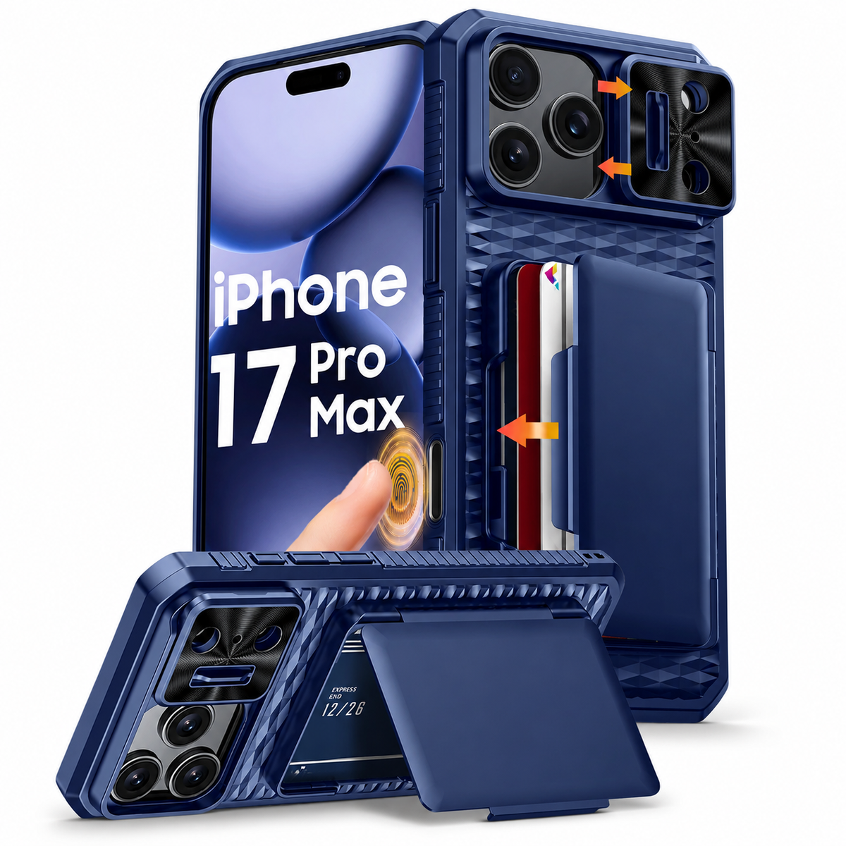 Premium iPhone Case Wallet Card Holder Sliding Camera Cover Stand MagSafe Compatible RFID Blocking Dual Layer Shockproof Heavy Duty Full Protection Design