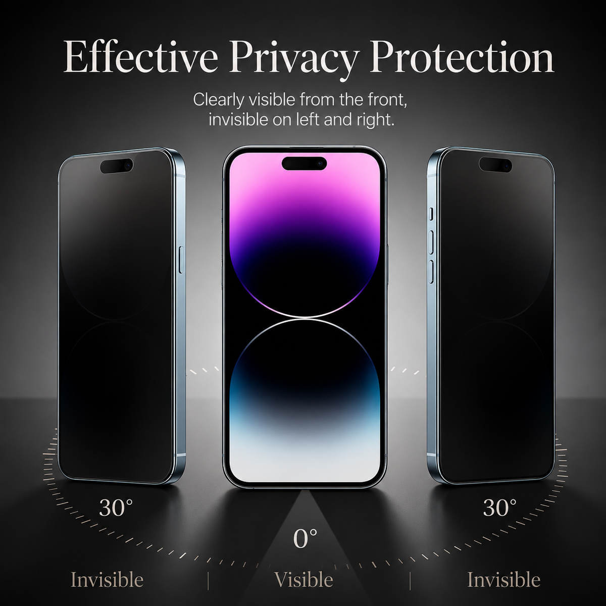 Premium iPhone Screen Protector Privacy Tempered Glass Anti Spy Matte Anti Glare Full Coverage Anti Fingerprint Scratch Resistant Case Friendly Design