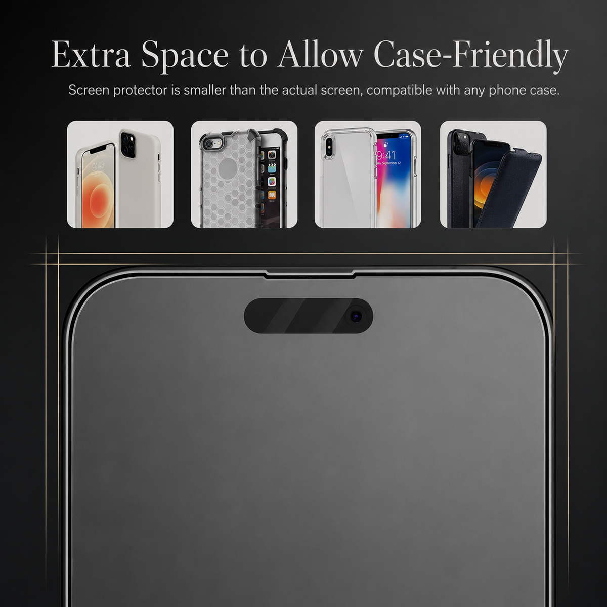Premium iPhone Screen Protector Privacy Tempered Glass Anti Spy Matte Anti Glare Full Coverage Anti Fingerprint Scratch Resistant Case Friendly Design