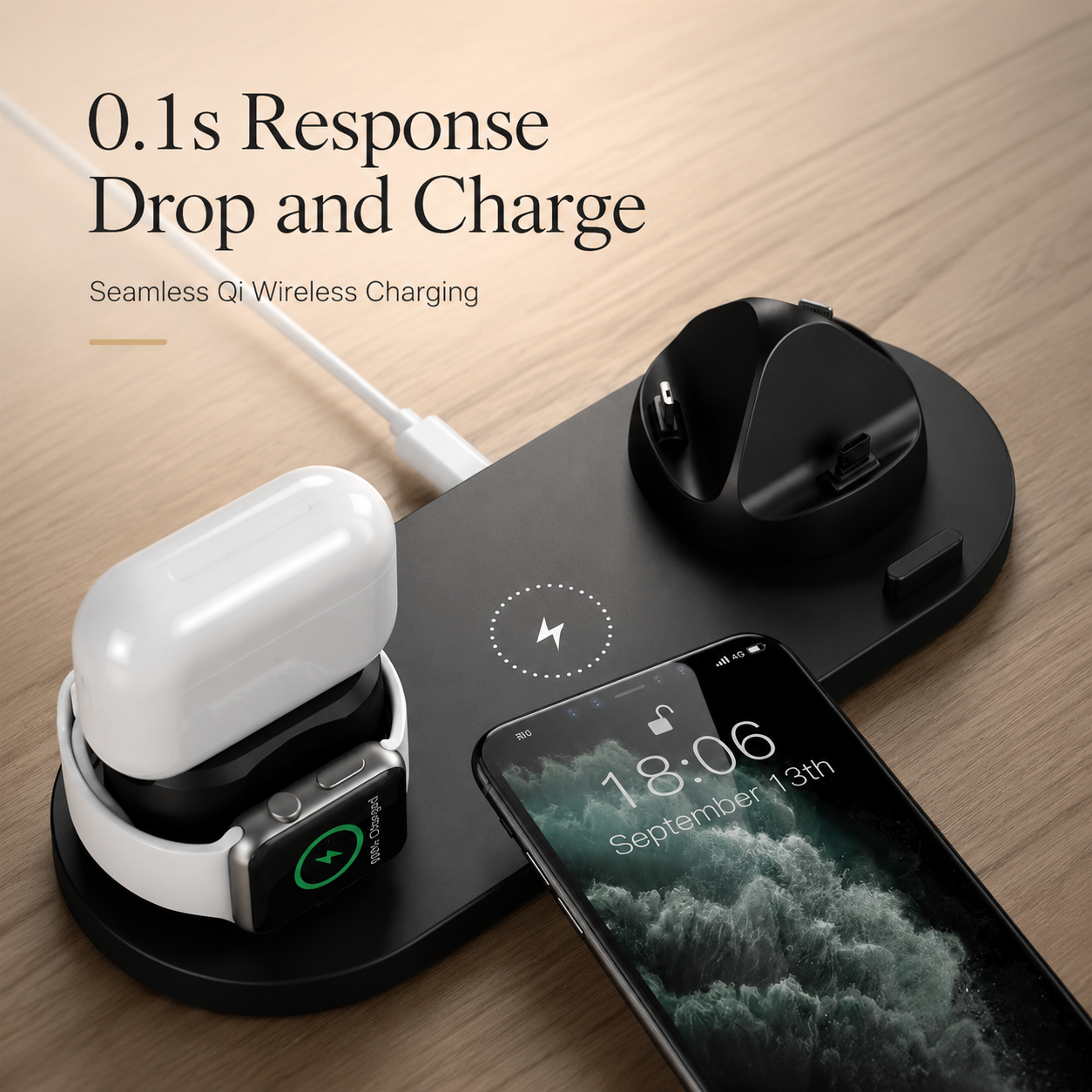 Premium Wireless Charger Fast Charging Station Foldable Multi Device Charging Dock Magnetic Stand for Smartphones Watches Earbuds Travel Organizer