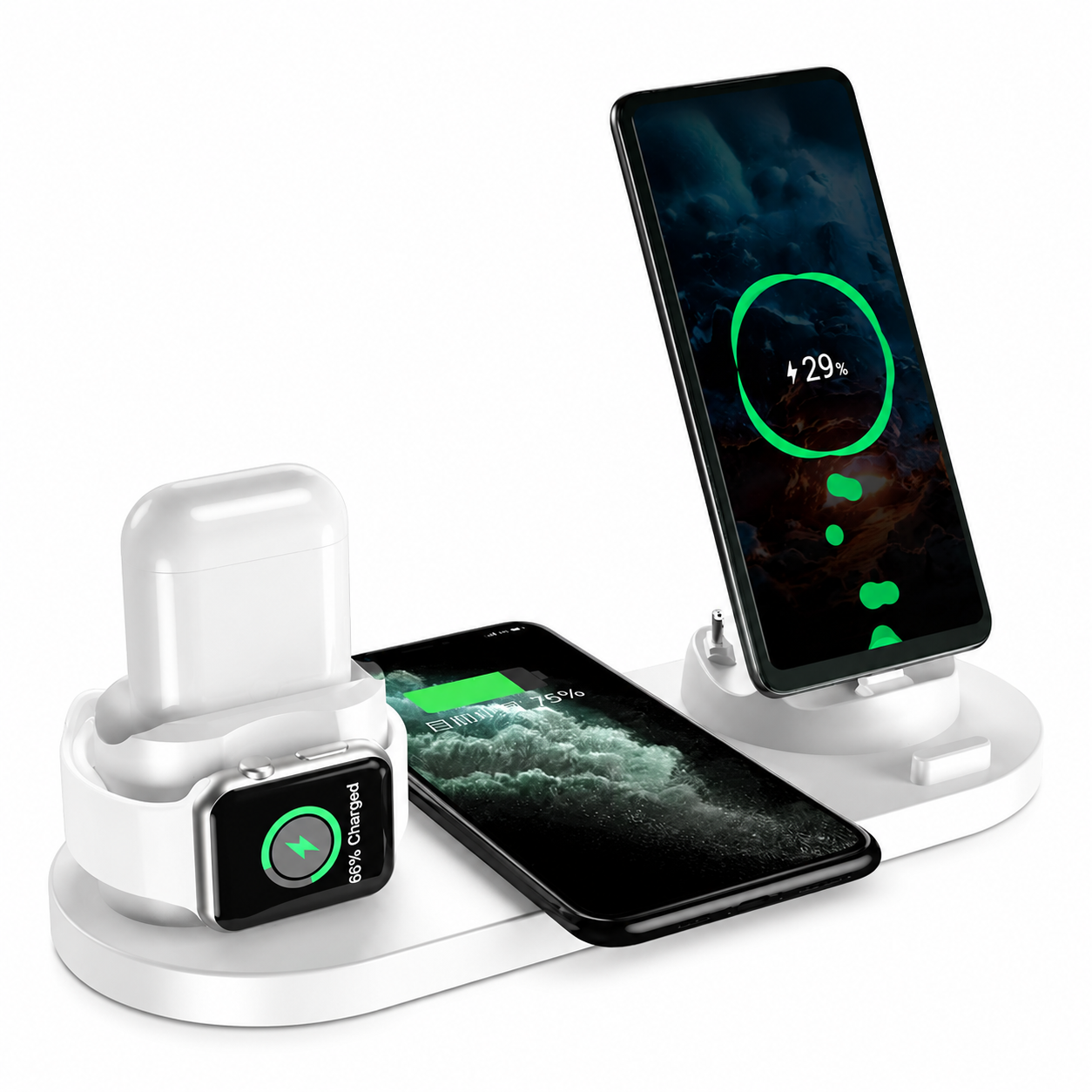 Premium Wireless Charger Fast Charging Station Foldable Multi Device Charging Dock Magnetic Stand for Smartphones Watches Earbuds Travel Organizer