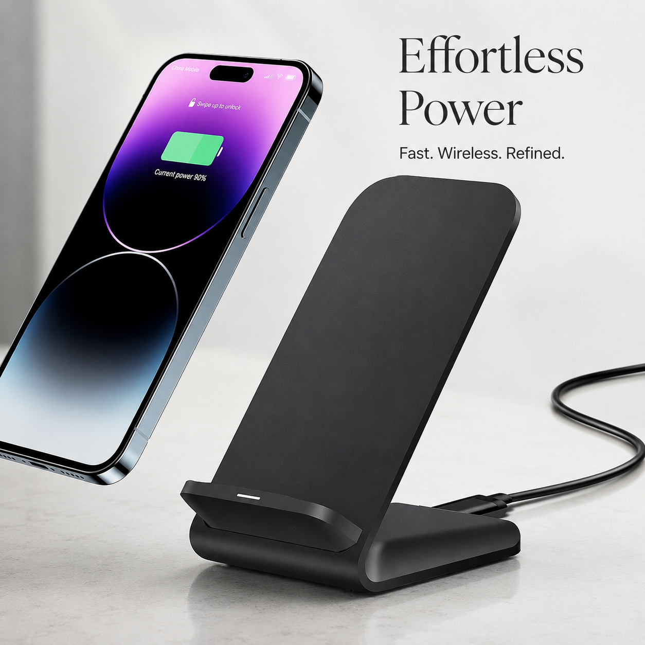 Premium Wireless Charger Fast Wireless Charging Foldable Charging Stand Portable Charging Dock Compatible with iPhone Adjustable Design for Travel