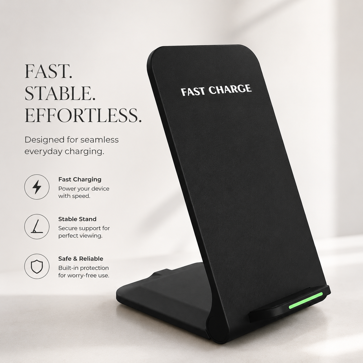 Premium Wireless Charger Fast Wireless Charging Foldable Charging Stand Portable Charging Dock Compatible with iPhone Adjustable Design for Travel