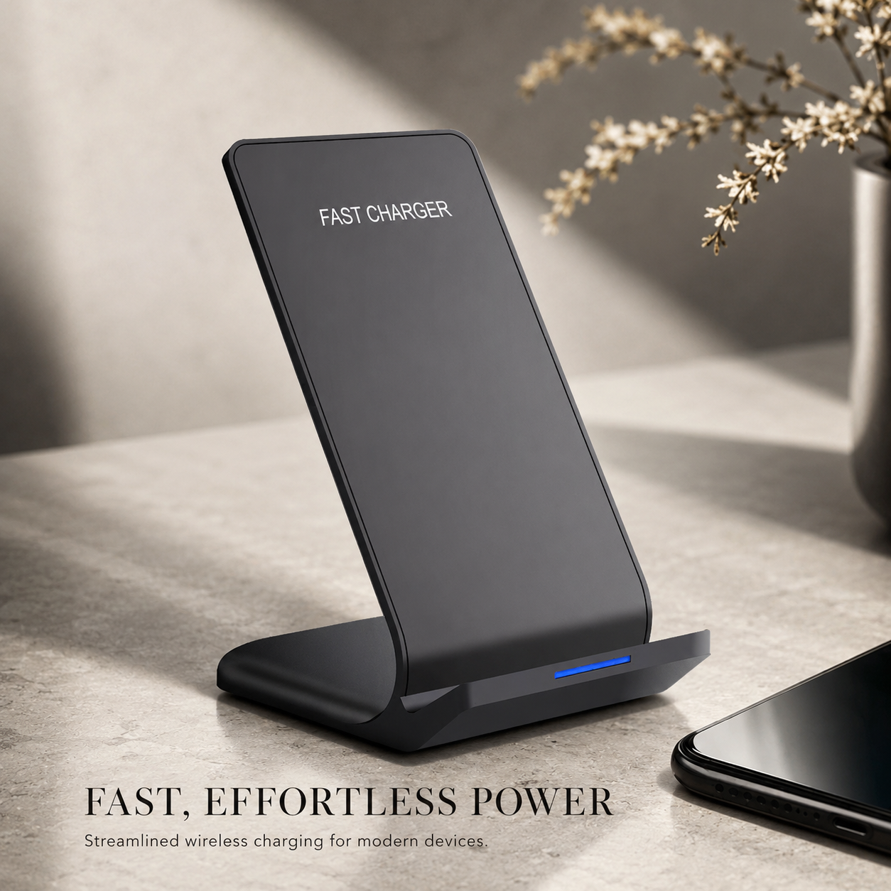 Premium Wireless Charger Fast Wireless Charging Foldable Charging Stand Portable Charging Dock Compatible with iPhone Adjustable Design for Travel