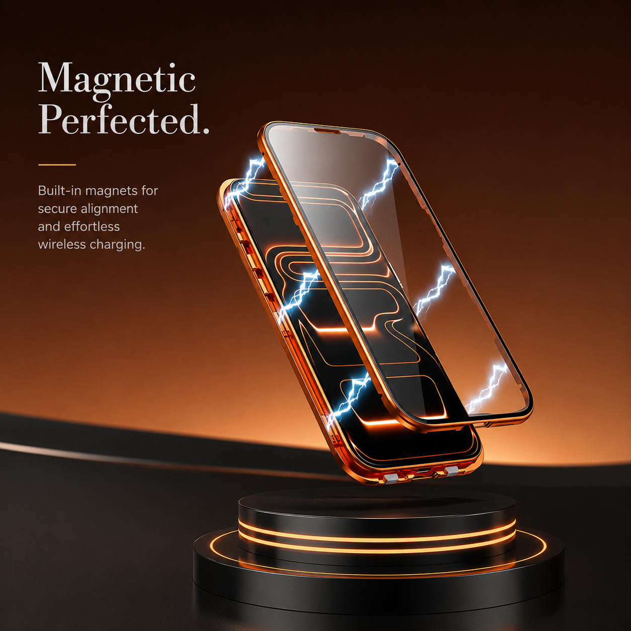 Premium iPhone Case 360 Full Protection Magnetic Glass Cover Aluminum Frame Snap Lock Shockproof Anti Scratch Clear Full Coverage Protective Case