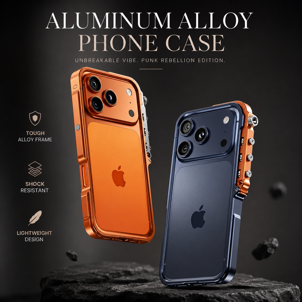 Premium iPhone Case Aluminum Alloy Bumper Protective Cover Shockproof Metal Frame Rugged Edge Protection Lightweight Non Slip Open Back Full Coverage Design