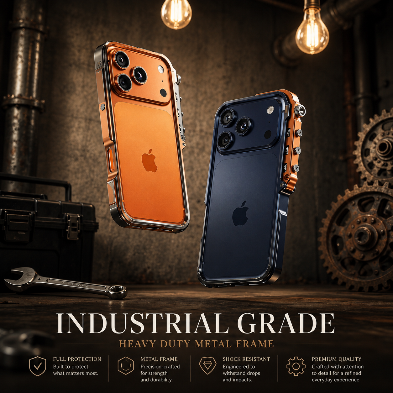 Premium iPhone Case Aluminum Alloy Bumper Protective Cover Shockproof Metal Frame Rugged Edge Protection Lightweight Non Slip Open Back Full Coverage Design