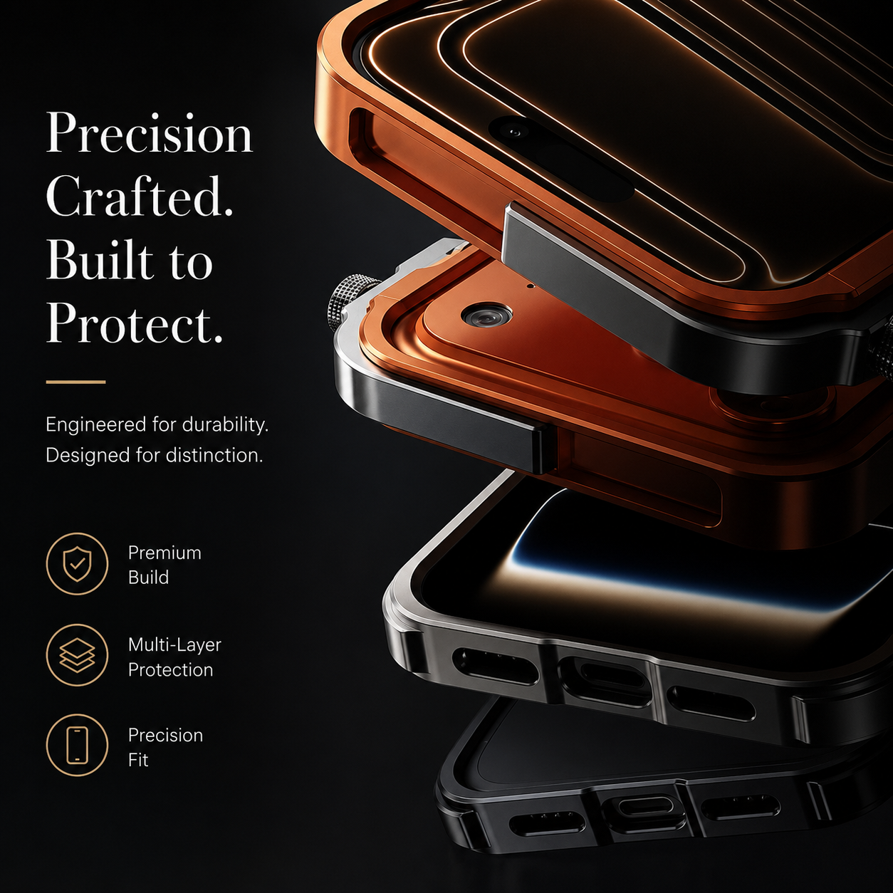 Premium iPhone Case Aluminum Alloy Bumper Protective Cover Shockproof Metal Frame Rugged Edge Protection Lightweight Non Slip Open Back Full Coverage Design