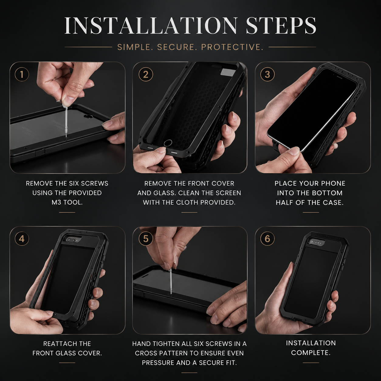 Premium iPhone Case Aluminum Metal Armor Bumper Shockproof Protective Cover Anti Fingerprint Non Slip Camera Protection Full Coverage Rugged Design