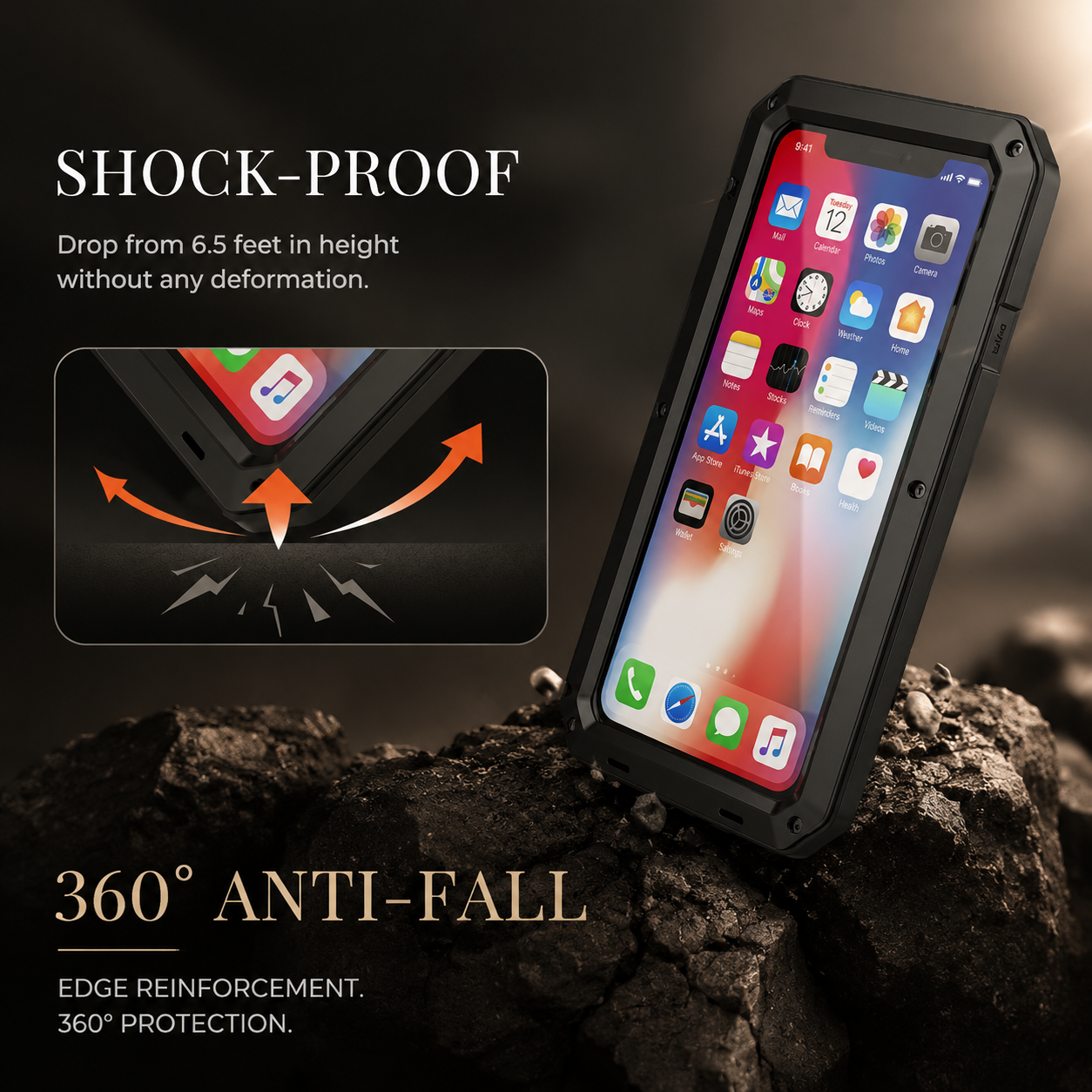 Premium iPhone Case Aluminum Metal Armor Bumper Shockproof Protective Cover Anti Fingerprint Non Slip Camera Protection Full Coverage Rugged Design