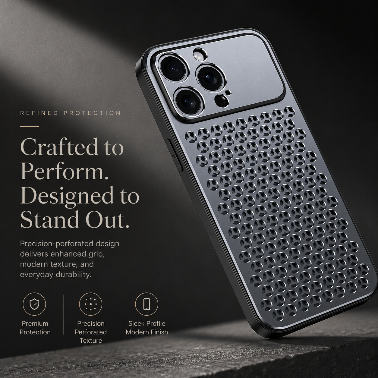 Premium iPhone Case Aluminum Metal Frame Breathable Back Cover Slim Anti Fingerprint Scratch Resistant Protective Camera Protection Full Coverage