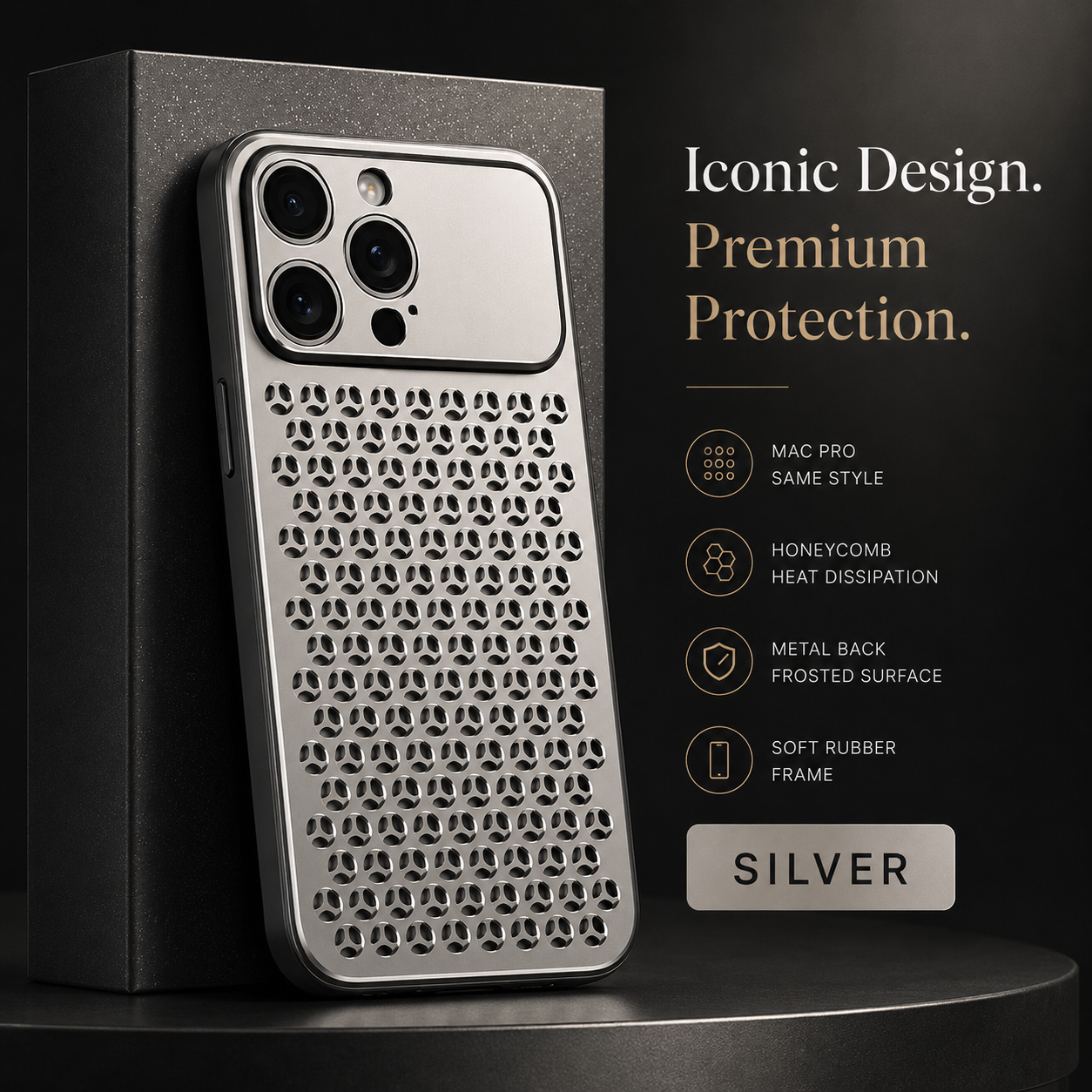 Premium iPhone Case Aluminum Metal Frame Breathable Back Cover Slim Anti Fingerprint Scratch Resistant Protective Camera Protection Full Coverage