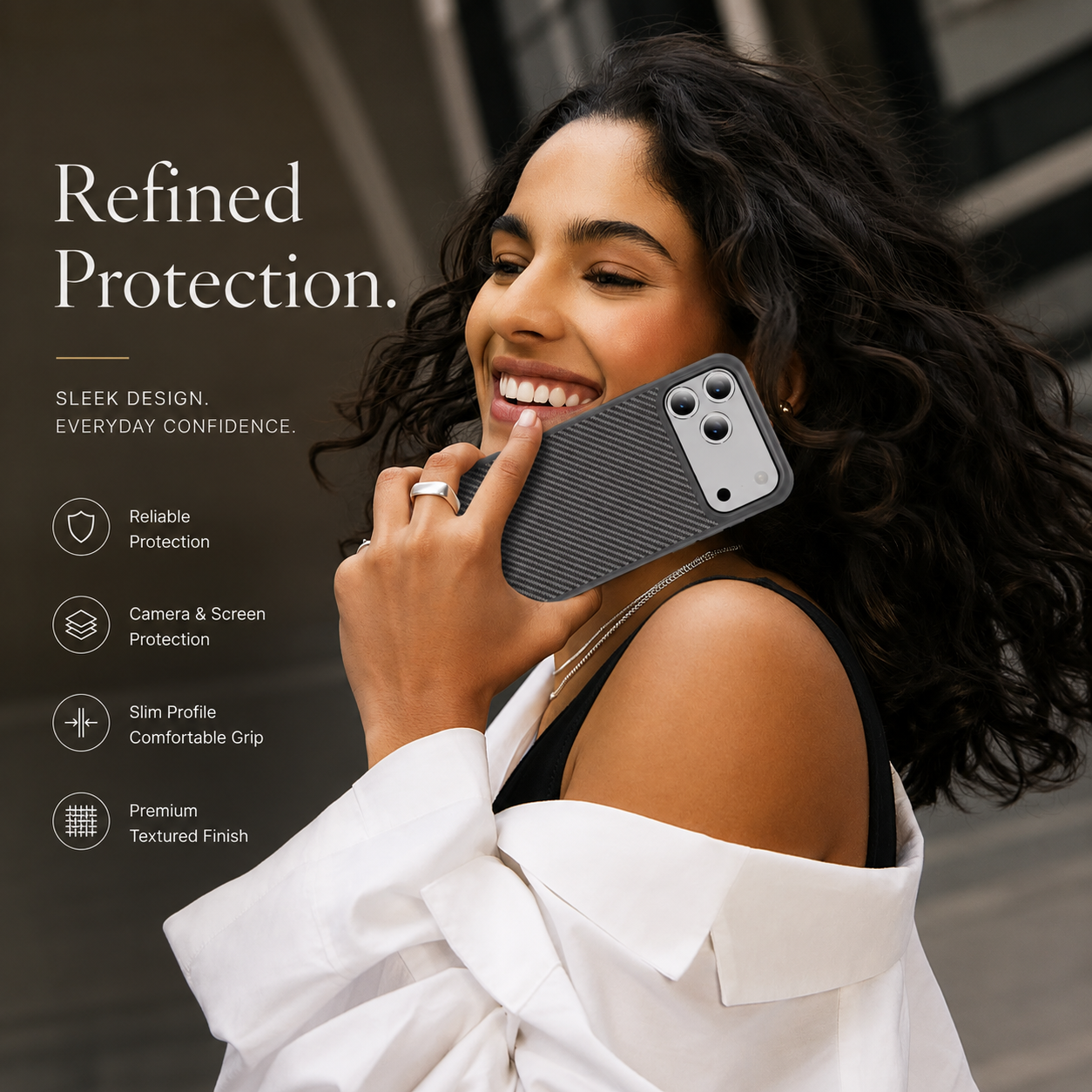 Premium iPhone Case Carbon Fiber Protective Cover Shockproof Drop Resistant Anti Fingerprint Non Slip Scratch Resistant Slim Full Coverage Design