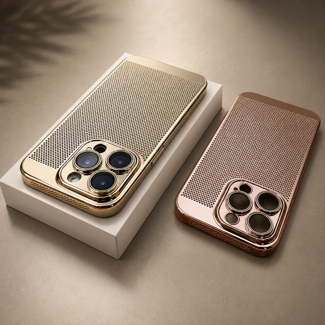 Premium iPhone Case Cooling PC Shell Electroplated Hollow Cover Heat Dissipation Anti Fingerprint Non Slip Lightweight Half Wrapped Slim Protective Design