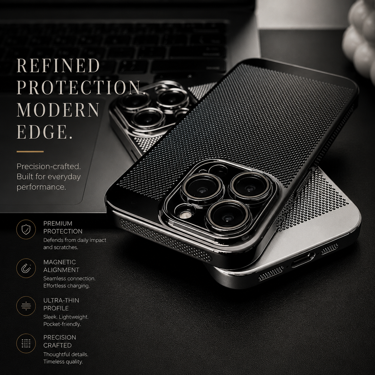 Premium iPhone Case Cooling PC Shell Electroplated Hollow Cover Heat Dissipation Anti Fingerprint Non Slip Lightweight Half Wrapped Slim Protective Design