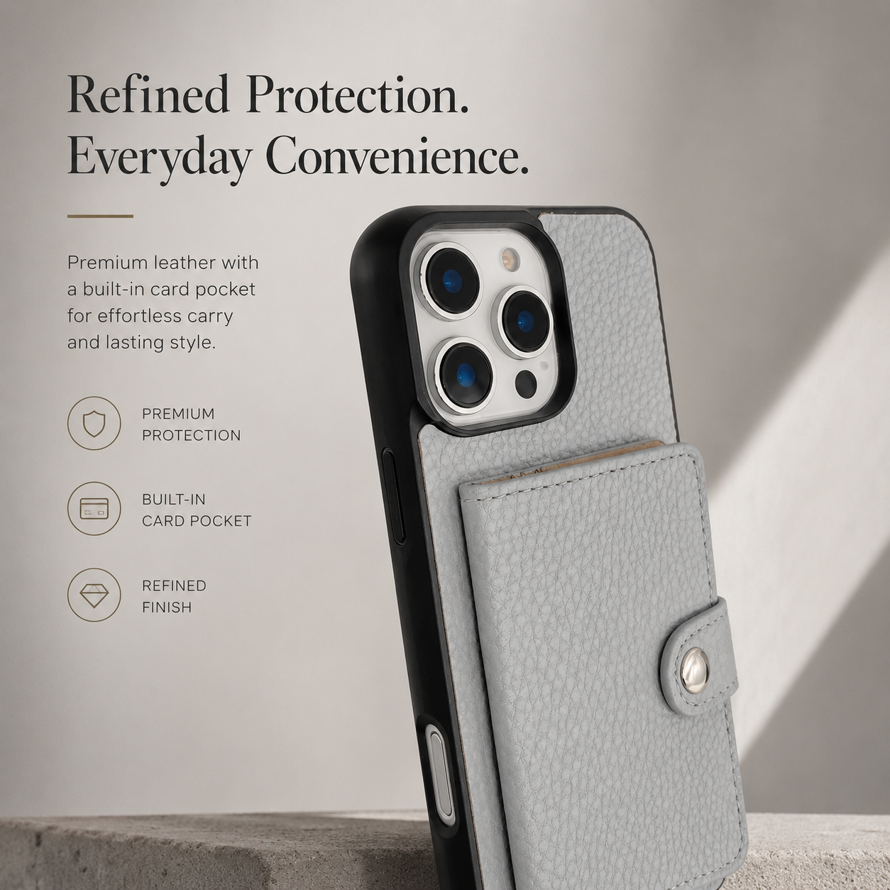Premium iPhone Case Crossbody Wallet Cover Card Holder Zipper Coin Purse Lanyard Strap Shockproof PU Leather Protective Full Coverage Anti Scratch Design