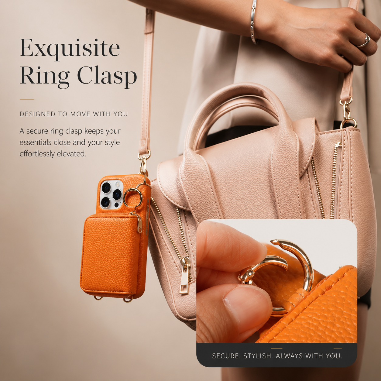 Premium iPhone Case Crossbody Wallet Cover Faux Leather Card Holder Ring Stand Shockproof Anti Scratch Lightweight Full Coverage Protective Design