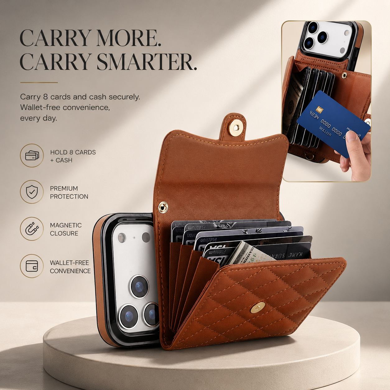 Premium iPhone Case Crossbody Wallet Cover Leather Card Holder Coin Pocket Shoulder Strap Wrist Lanyard Shockproof Full Coverage Protective Design