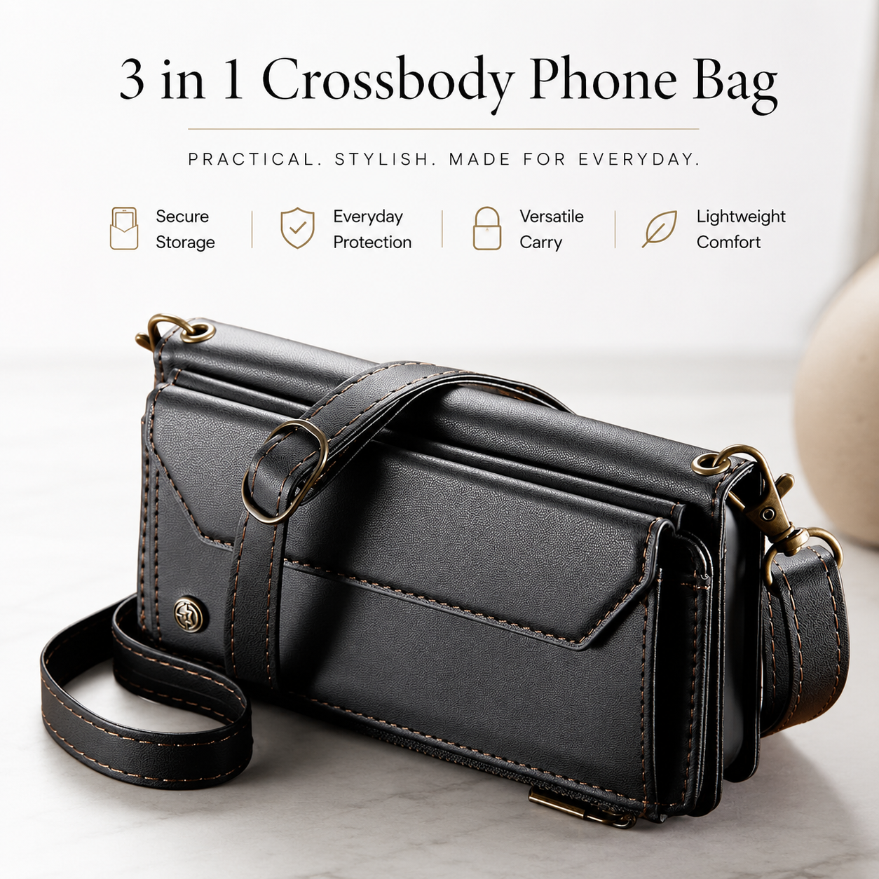 Premium iPhone Case Crossbody Wallet Cover RFID Blocking PU Leather Card Holder Shoulder Lanyard Wrist Strap Shockproof Full Coverage Protective Design